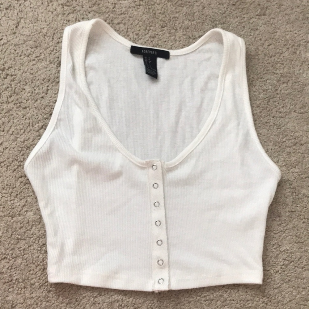white cropped tank top